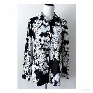 Calvin Klein Black and White Floral Print Blouse